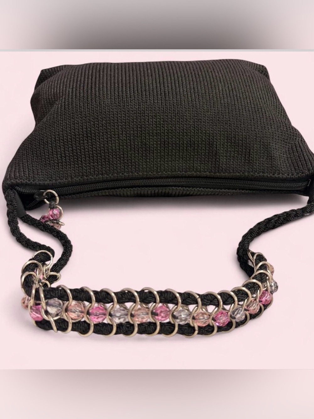 The Sak Black Knit Bag with Beaded Chain Detail - Picture 3 of 11
